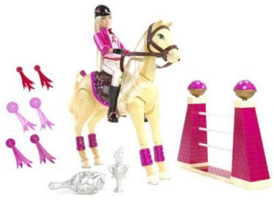 Barbie - Cheval saut d'obstacle + 1 Poupée