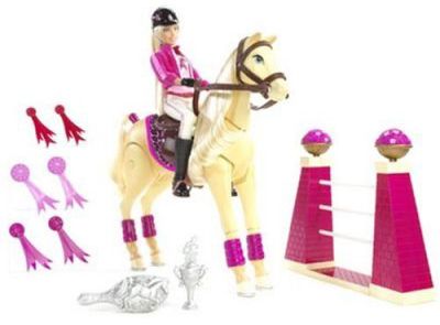 Barbie - Cheval saut d'obstacle + 1 Poupée > idees enfants